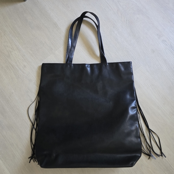 Victoria's Secret Limited Edition Black Faux Leather Bag with Tassels - Picture 2 of 6